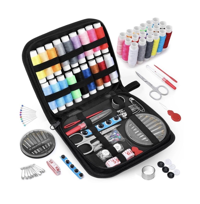 Coquimbo Sewing Kit for Beginners & Travel – Thread, Needles,Scissors,Black Case
