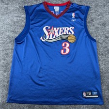 Vintage Reebok Allen Iverson Philadelphia 76ers 3 Jersey Mens 2XL Blue