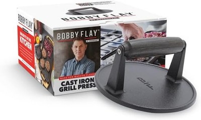 GreenPan Grillpresse aus vorgebranntem Gusseisen, schwarz, Bobby Flay