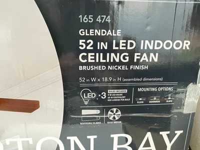 Hampton Bay Glendale 52 in LED Indoor Ceiling Fan 165474 FOR PARTS