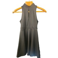 Forever 21 Womens Black Mock Neck Keyhole Skater Dress Size Medium Mini Flare