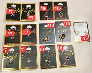 Authentic 18K Gold Plated Earrings 7 Pairs Hoop Chain Stud Lightning Horseshoe