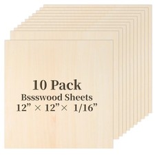Balsa Wood Sheet, 10 Pack Plywood Sheets, Basswood Sheets 12X12X1/16 Inch, Un...