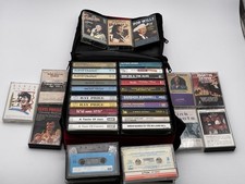 Lot of 37 Vintage Cassette Tapes with Red Voyager Carry Case Various Artists 80s