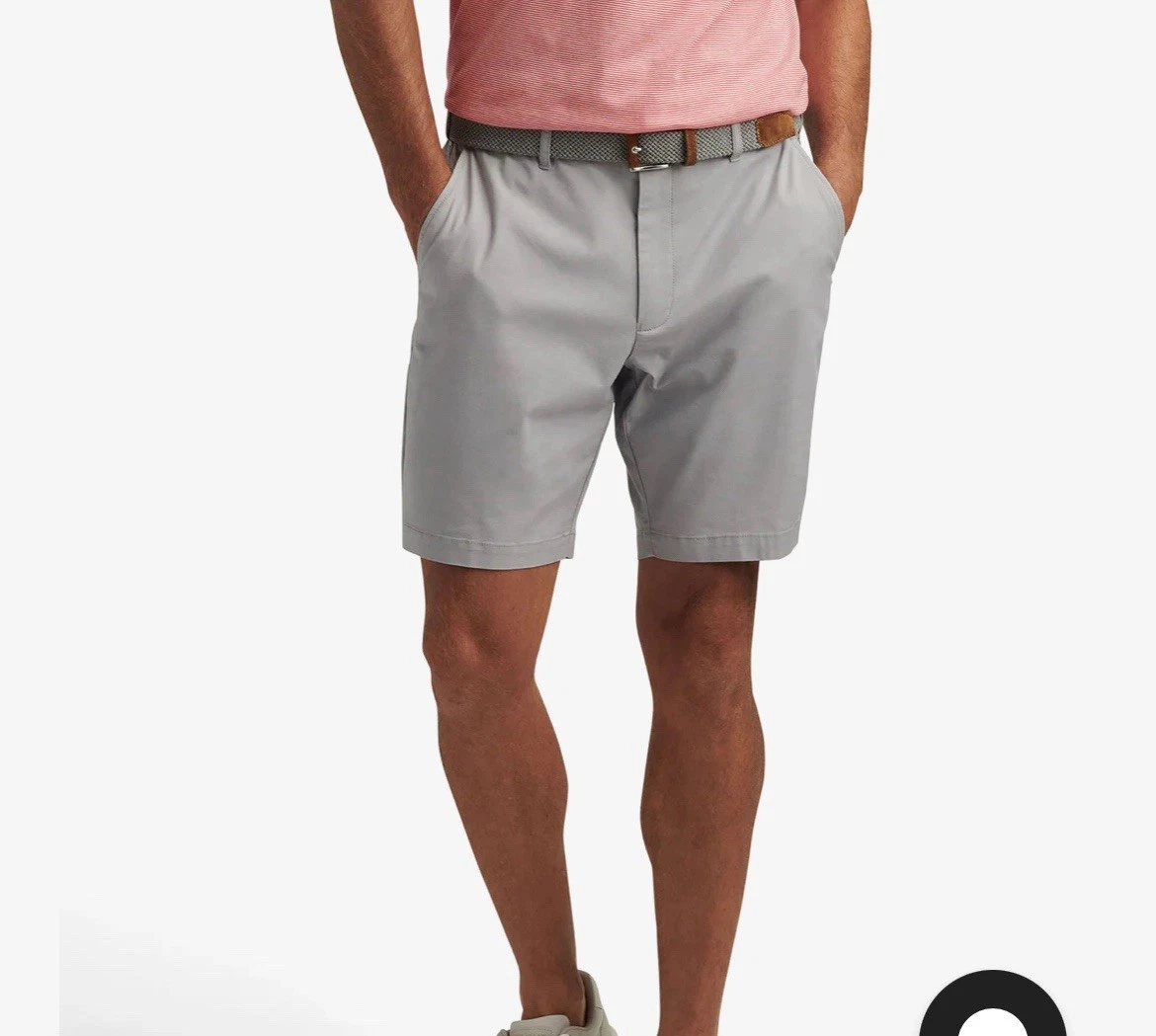 Peter Millar Crown Gray Comfort Flat Front Short Size 35