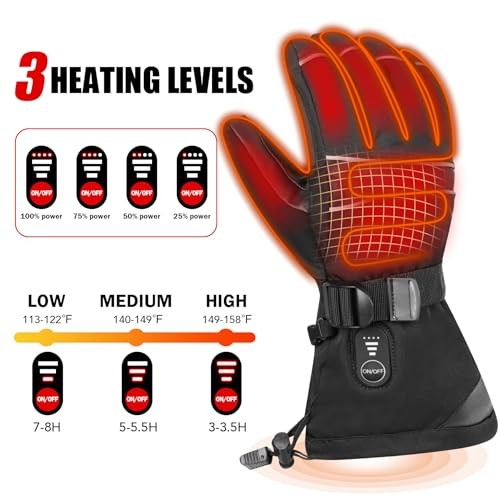 Heated Gloves for Men Women,Electric Heated Ski X-Large heated ski gloves