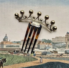 Sweet Antique Silver Gilt Tiara Hair Comb AS FOUND, Victorian Edwardian 40g