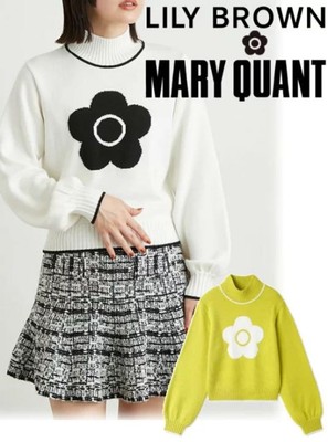MARY QUANT m57 Lily Brown Daisy Knit Top Collaboration Free Size White New