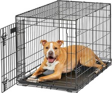 Foldable Metal Dog Crate for Medium Breeds Includes Divider and Handle