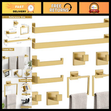 10-Piece Brushed Gold Bathroom Hardware Set - Towel Bar, Holder Racks - Wall M