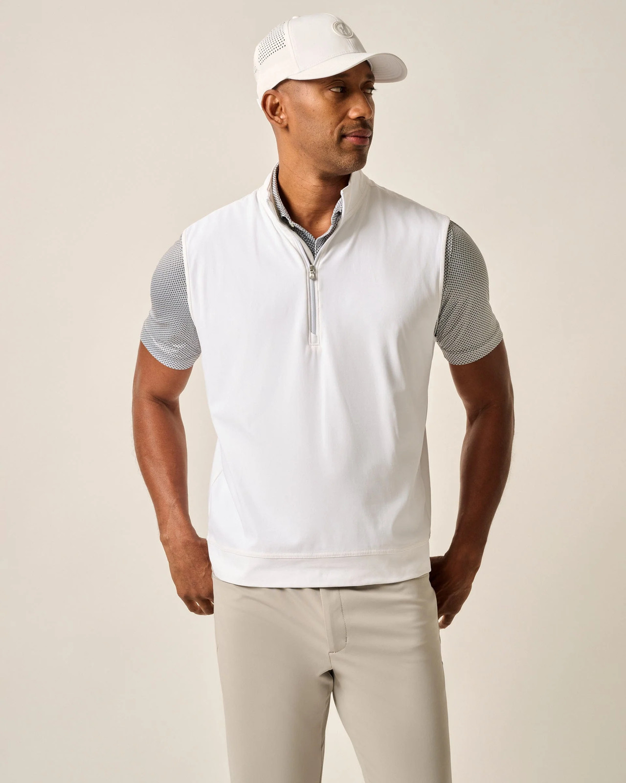 johnnie-O Torque 1/4 Zip Performance Vest White Size XL