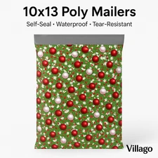 Christmas Poly Mailers 10x13 Self-Seal Shipping Bags, Waterproof & TearResistant