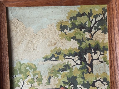 2 - Vintage Mid Century Paint by Number Barn, Trees, Bridge, Framed 10” X 12” - Picture 6 of 15