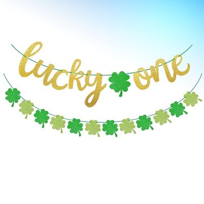 2 Sätze St. Patricks Day Bunting LUCKY ONE Drucken Papier Girlande
