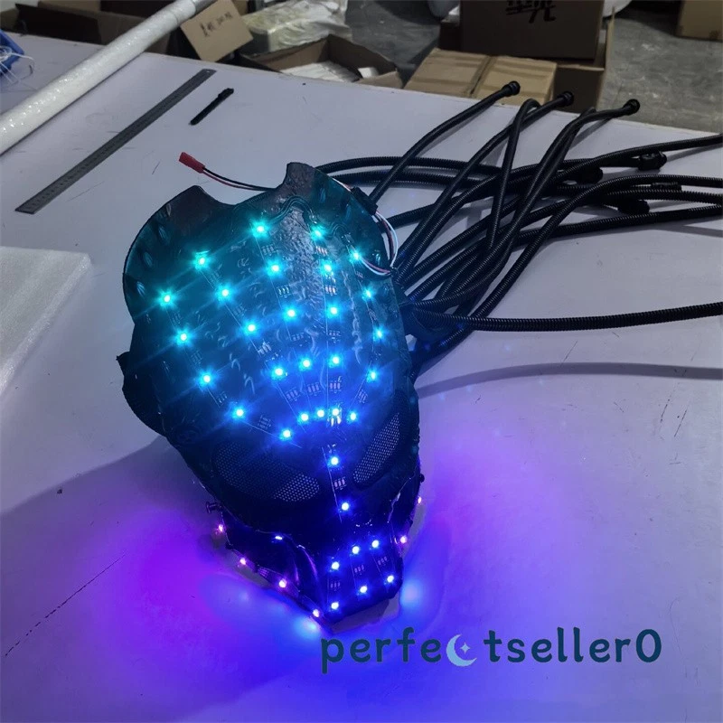 Predator LED Colorful Light Helmet Mask Remote Control Costume Props Xmas Gifts - Image 2 of 4
