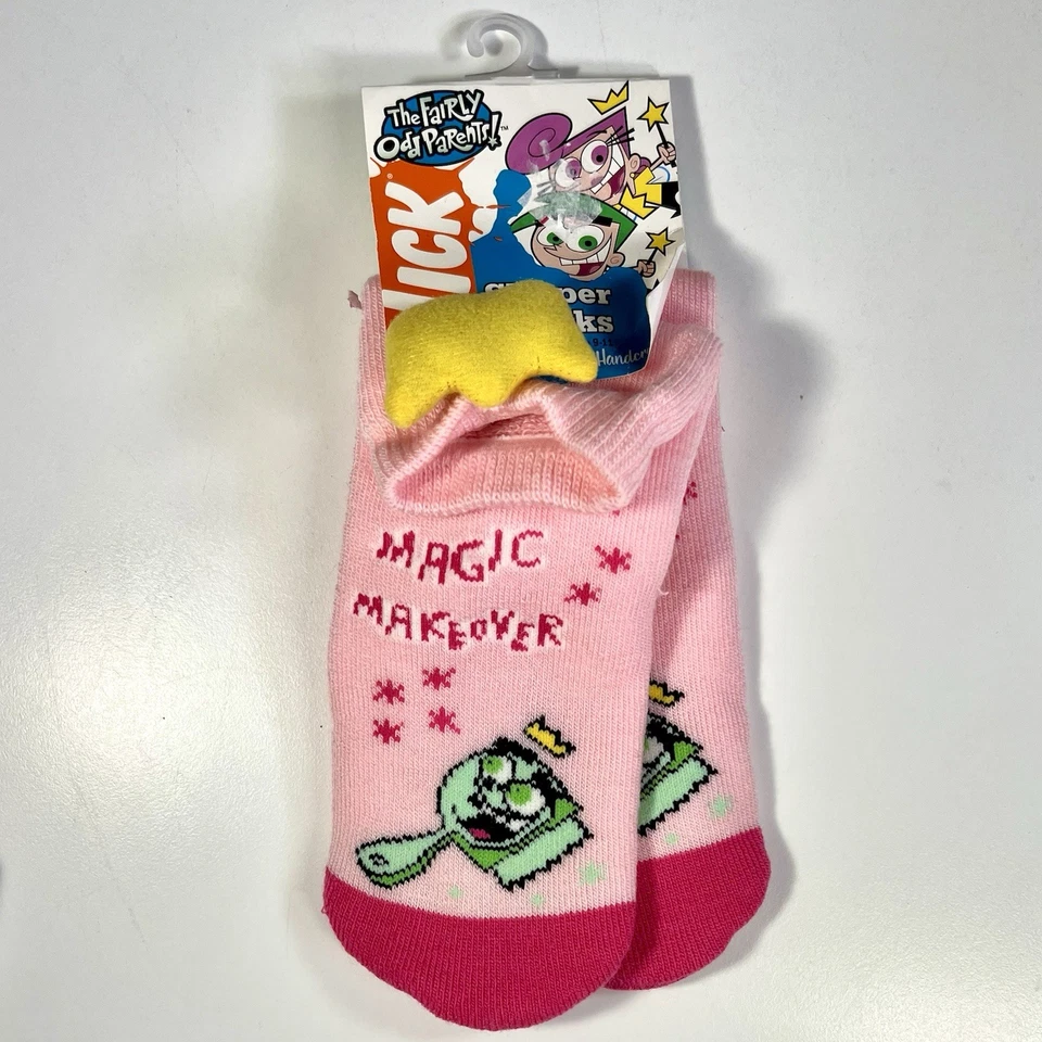 Nickelodeon The Fairly OddParents Zapatilla Calcetines Niñas 9-11 Rosa Wanda Estrellas Nuevo con Etiquetas Foto 2 de 4