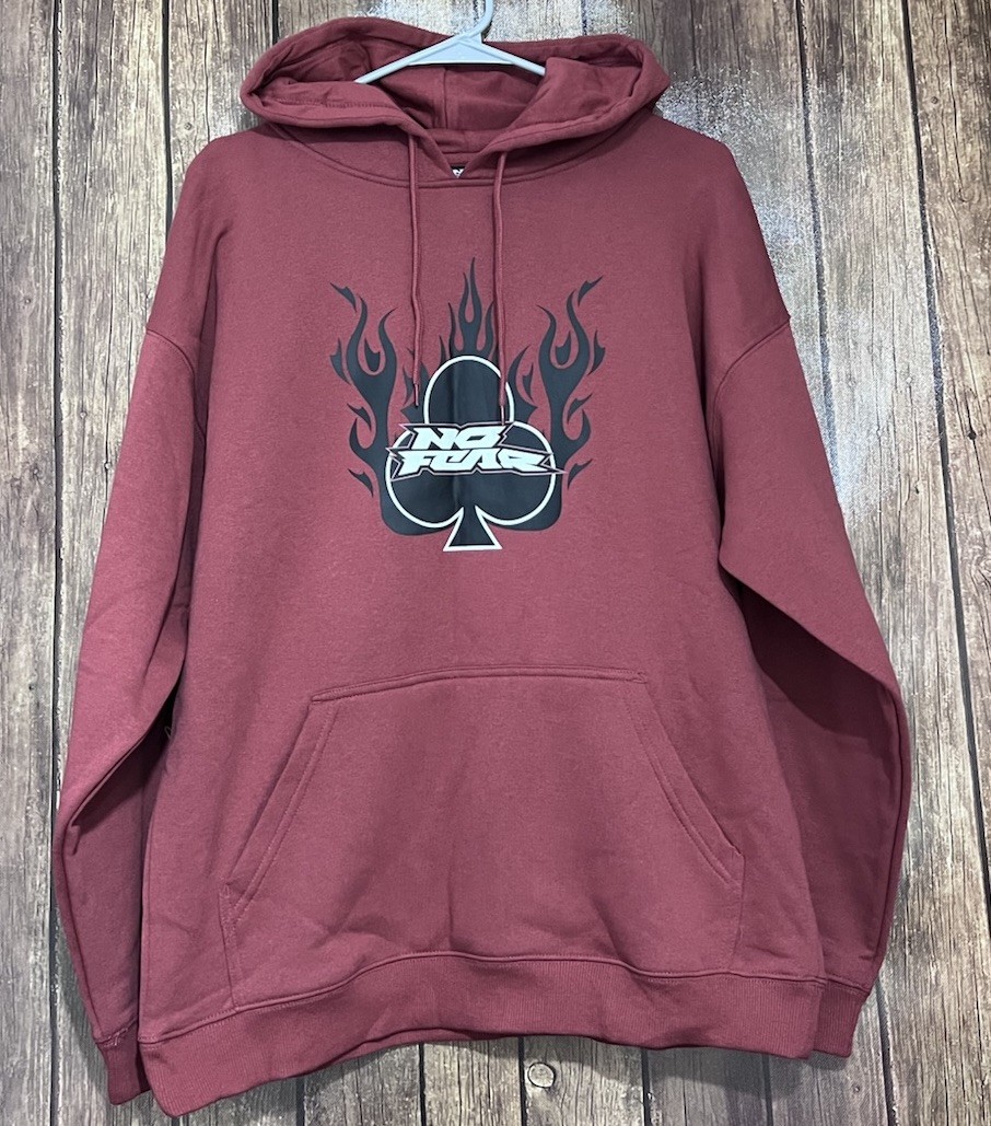 NO FEAR Pull Over Marron Hoodie Men's M Flames Logo New/No Tags
