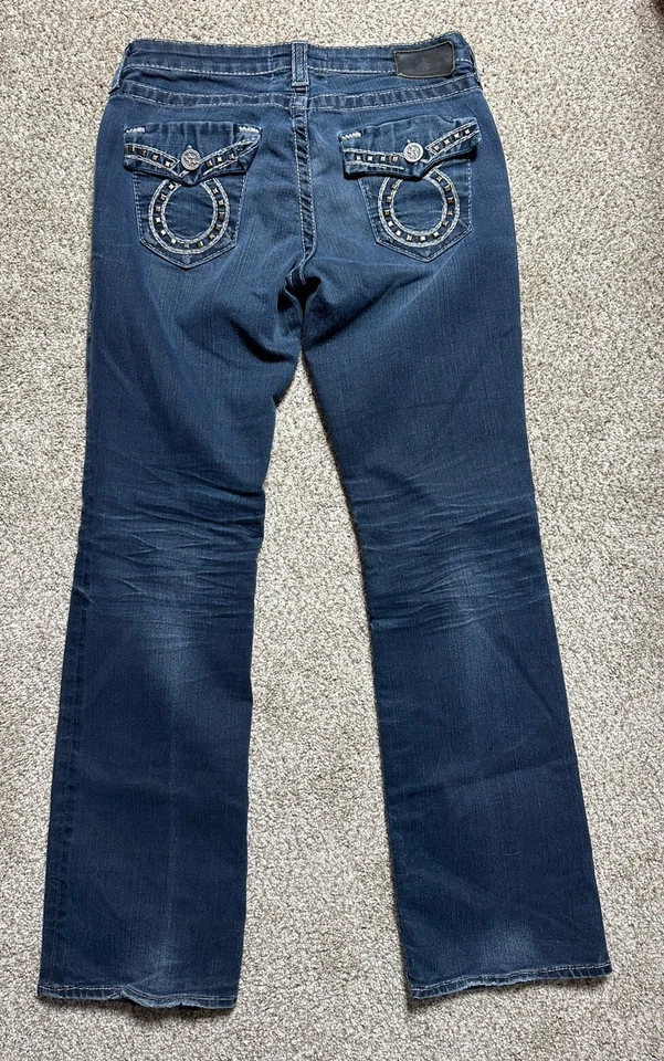 Pantalones de mezclilla Big Star Miki para mujer 27R (31x31,5) azul lavado oscuro corte bota tiro bajo Foto 2 de 4