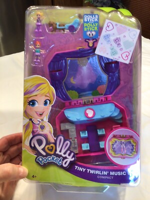 Mattel Polly Pocket Pocket World Pink Tiny Twirlin Music Box Compact Toy  Playset