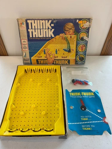 Vintage 1973 THINK-THUNK Board Game 4340 Milton Bradley Strategy Action Shooting