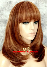 FULL WIG STRAIGHT LAYERED BOB WITH BANGS AUBURN MIX NWT