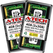 4GB KIT 2 x 2GB SODIMM DDR 2 NON-ECC PC2-6400 800MHz 800 MHz DDR-2 4G Ram Memory
