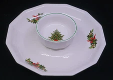 PFALTZGRAFF CHRISTMAS HERITAGE CHIP & DIP SERVING SET, TRAY, 2-PIECE CERAMIC