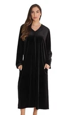 Just Love Stretch Velour Embroidered Zipper Lounger Robe for Women with Pockets