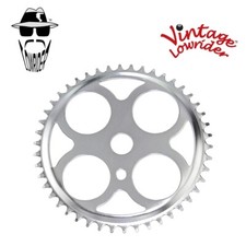 VINTAGE LOWRIDER 1 PIECE 46 TEETH STEEL CHAINRING 4 CIRCLES 1/2 X 3/32 CHROME.