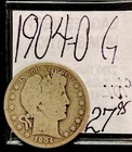 1904 O Barber Silver Half Dollar Coin (G) Good Condition. ENN Coins