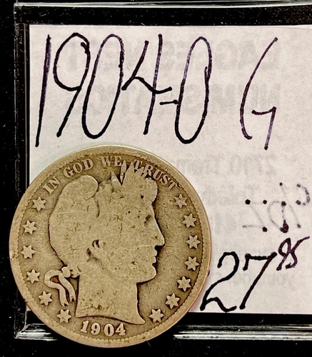 1904 O Barber Silver Half Dollar Coin (G) Good Condition. ENN Coins