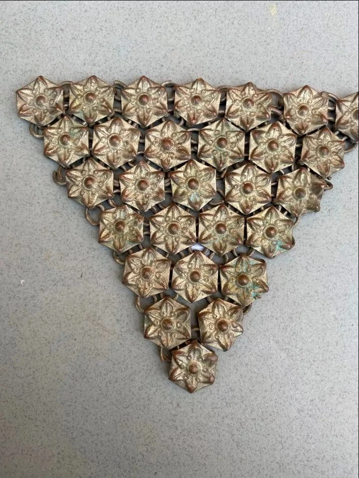 Antique Copper Gold Ethnic Horse Traditional Jewelry Accessory Floral Panel Old - Image 2 of 4