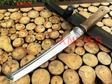17" Premium Custom Hand Forged J2 Hunting Mini Katana Knife Wood Handle / Sheath