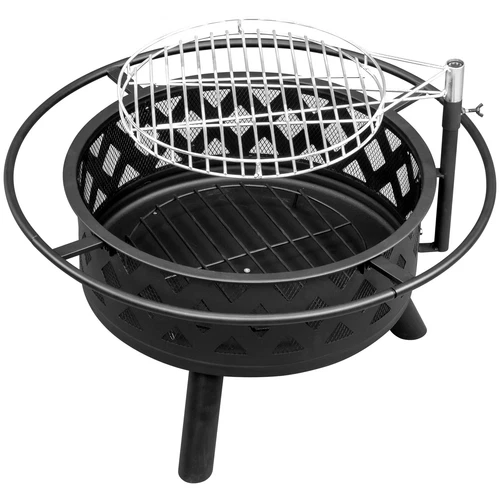 High Quality 30in Metal Fire Pit with Cooking Grates Outdoor Black US - Picture 8 of 21