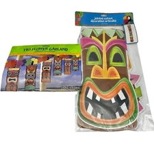 Windy City Novelties Tiki Flower Garland and Tiki Jointed Cutout
