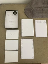 25 Count Wedding Invitations Set Reply Cards Envelopes Floral Grey White Scrolls