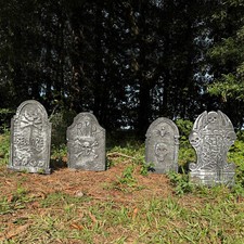 4 Pcs Halloween Foam Tombstone 21  Graveyard Headstone Lightweight RIP Tombstone