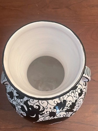 CACF Faenza Italy Ceramic Vase Pitcher Black & White Lion Passant Dragon Gryphon - Picture 5 of 12