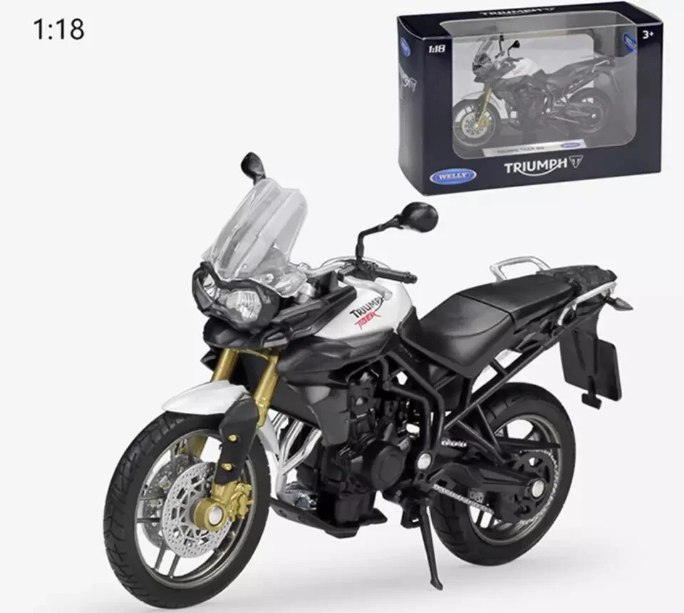Welly 1/18 TRIUMPH Tiger 800 Modelo de motocicleta Diecast Bicicleta de carreras Juguete Caja Blanca Foto 4 de 4