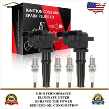 2 Ignition Coils & 4 Spark Plugs Kit For Hyundai Santa Fe 2001-2006 l4 2.4L