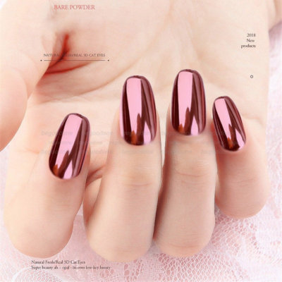 Rose Gold Effect Mirror Chrome Nail Pigment Powder No Polish Foil Nail Art Paint
