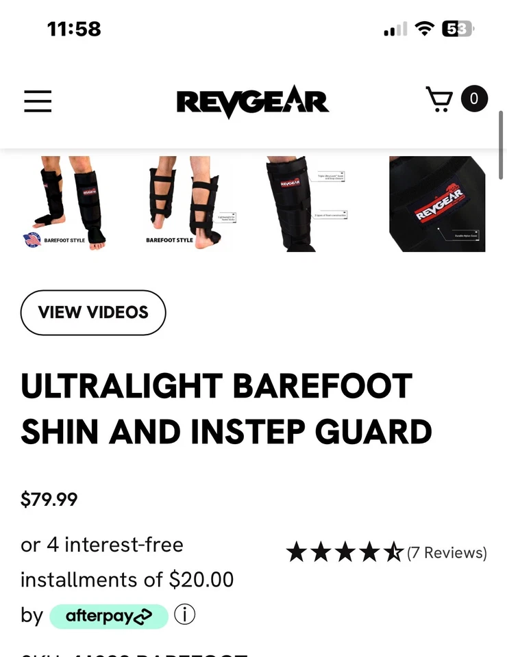 REVGEAR MMA Negro Grande ULTRALIGERO DESCALZO ESPINILLA Y PROTECTOR DE EMPEINE Foto 4 de 4