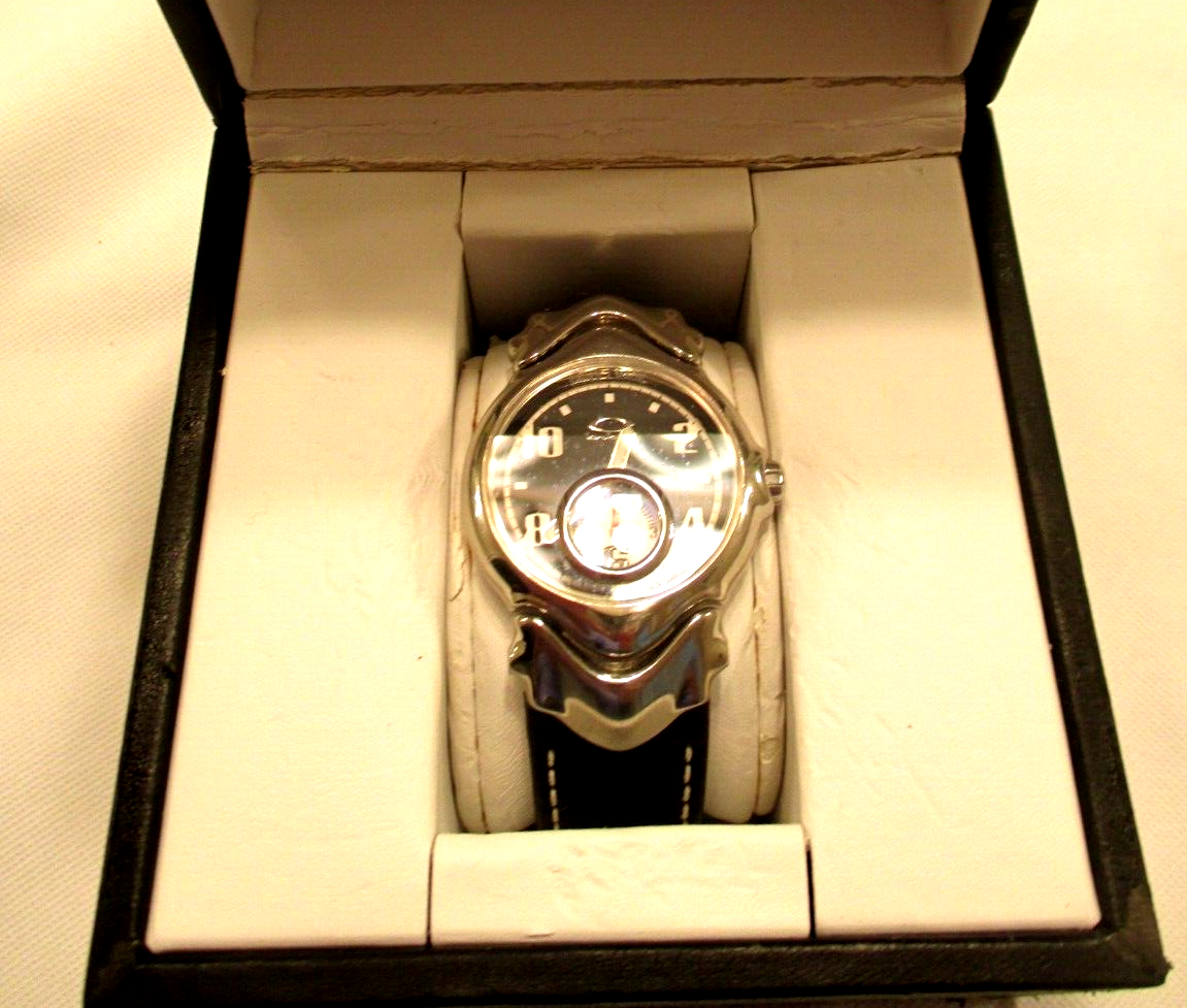 OAKLEY WATCH JURY II SWISS MADE BLACK LEATHER BAND W BLACK FACE
