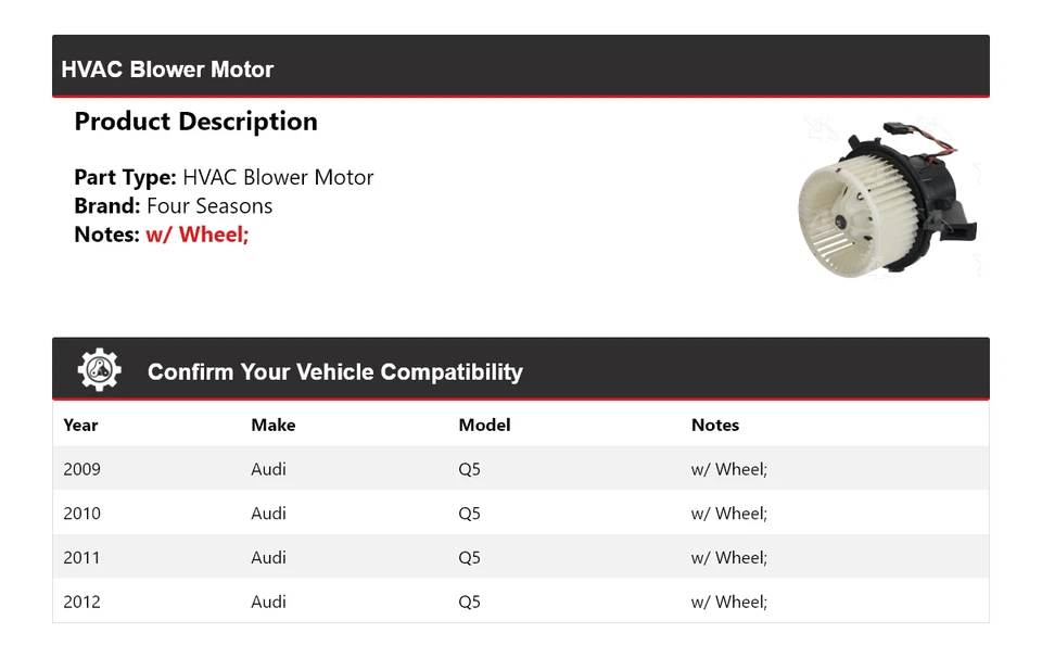 Motor soplador de climatización para Audi Q5 2009-2012 4 estaciones 2010 2011 Foto 2 de 4