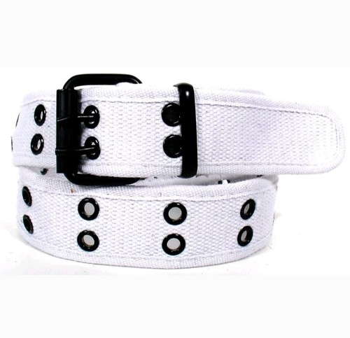 CINTURÓN Hombre Mujer Unisex Algodón Lona Cinturón 2 Agujeros Todo Color Ojal Cinturón - Imagen 6 de 12