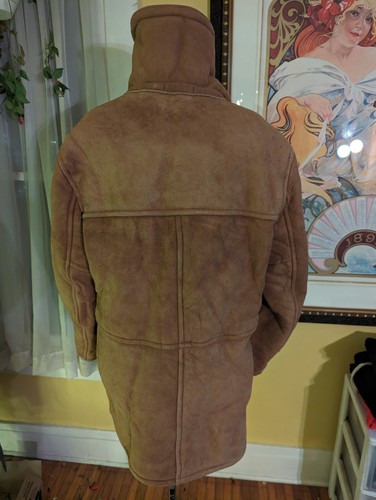 Vtg. Men's Lakeland Shearling Sheepskin Big Lapel Rancher Car Coat Jacket 42 R - Picture 8 of 17