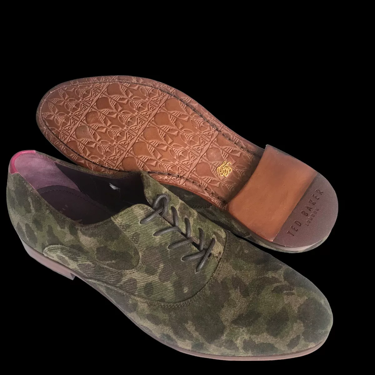Ted Baker Luhwice Men s Shoes Green Camo Camouflage Suede Leather Oxford 9 Lux