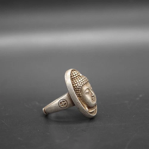 Chinese copper tibet silver buddha figure Statues jewel gift ring - Picture 3 of 7