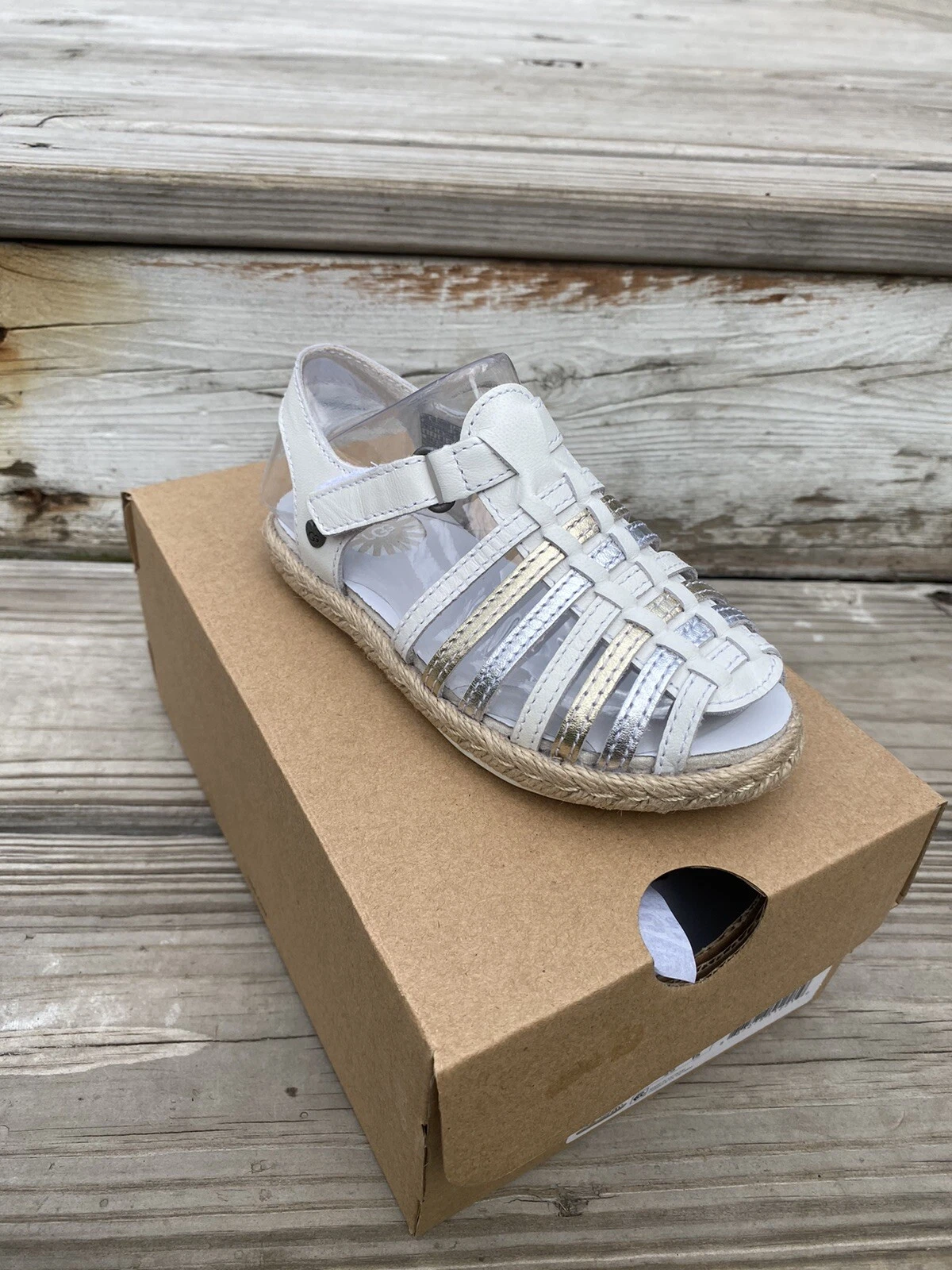 UGG Gretel Sandals White Leather Sandals NEW Authentic Size 10