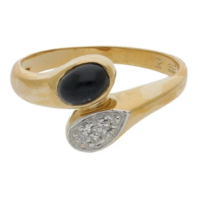 Farbsteinring mit Diamant 333/8 K Gelbgold Saphir Diamanten Vintage R04.3641 - Bild 1 von 2